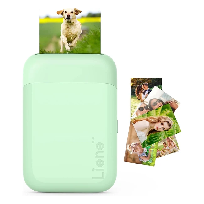 Liene 2x3 - Mini stampante fotografica portatile per smartphone con 5 zink carta adesive - Bluetooth 5.0 - Compatibile con iOS/Android - Verde