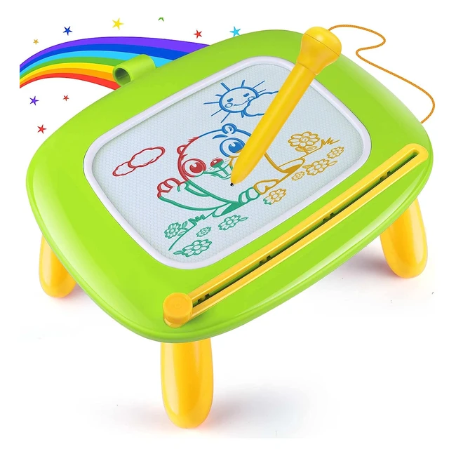 Pizarra magnética infantil Smasiagon con almohadilla borrable y patas robustas - Juguetes educativos para niños y niñas de 1, 2, 3 años - Regalos de cumpleaños en verde