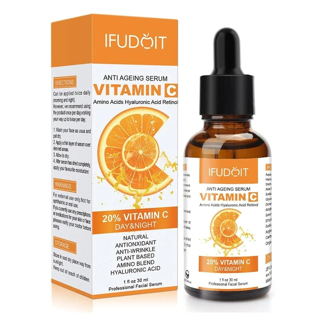 Anti-Aging Vitamin C Serum with Hyaluronic Acid - Brighten Plump and Fade Dark