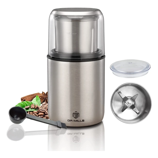 Dr. Mills DM7452 Electric Coffee and Spice Grinder - Detachable Cup, Dishwasher Safe, SUS304 Stainless Steel