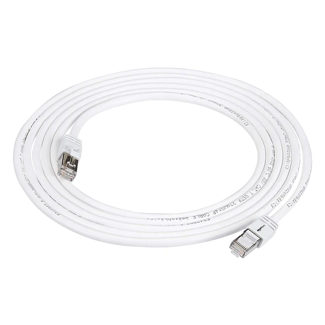 Amazon Basics Cat7 Ethernet Patch Cable 3m White - High Speed, Gigabit, RJ45, 600MHz Bandwidth