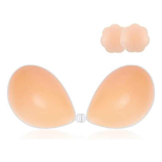 Catofree Push Up Invisible Bra - Backless Strapless Sticky Adhesive Bra for Women - Deep V-Shape Design for Charming Cleavage
