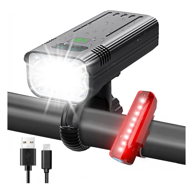 Victoper Bike Lights - Super Bright 8000 Lumens, USB Rechargeable, Durable & Waterproof - Perfect for Road & Mountain Night Riding