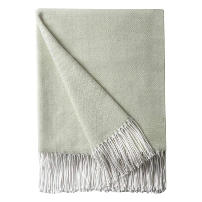 Bourina Diamond Lattice Faux Cashmere Blanket - Soft & Cozy - 125x152cm - Light Green