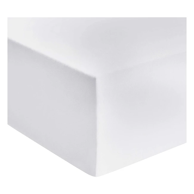 Premium Jersey Fitted Sheet - Weiß - Amazon Basics - 120 x 200 cm - Atmungsaktiv & Weich