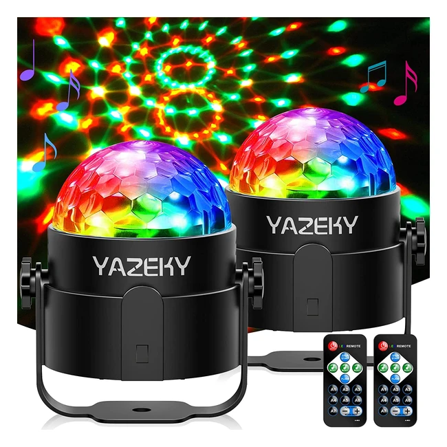Luci Discoteca Yazeky - 2pz 360 Ruotabile Palla da Discoteca con 7 Colori RGB