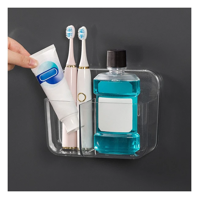Ettori Toothbrush Holder - 2 Compartments Wall Mounted No Drilling Bathroom 