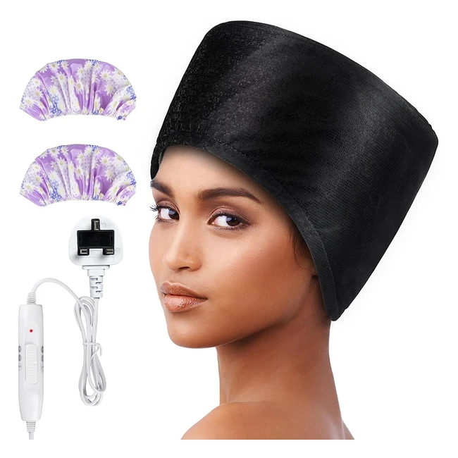 TotoFac Electric Hair Care Hat - 2 Mode Temperature Control - Home Hair Spa Treatment - Black