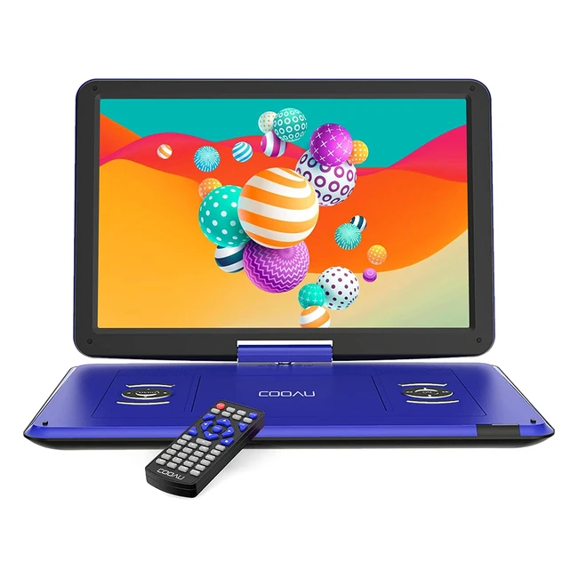 COOAU 175 Portable DVD Player - 156'' Swivel Screen, 6Hrs Battery, Region-Free, Stereo Sound