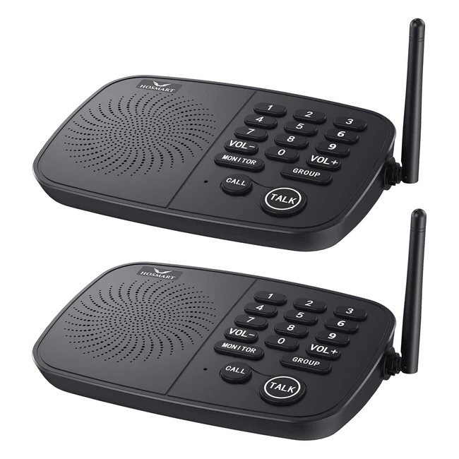 Sistema interfonico wireless Hosmart 800m 10 canali sicurezza casa ufficio 2 dispositivi neri