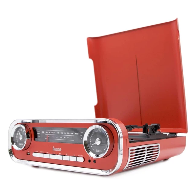 Giradischi Vintage Auto d'Epoca Lauson 01TT17 Rosso - 3W Stereo, Bluetooth, USB, AUX, 3 Velocità (33/45/78), Lettore LP con Radio FM