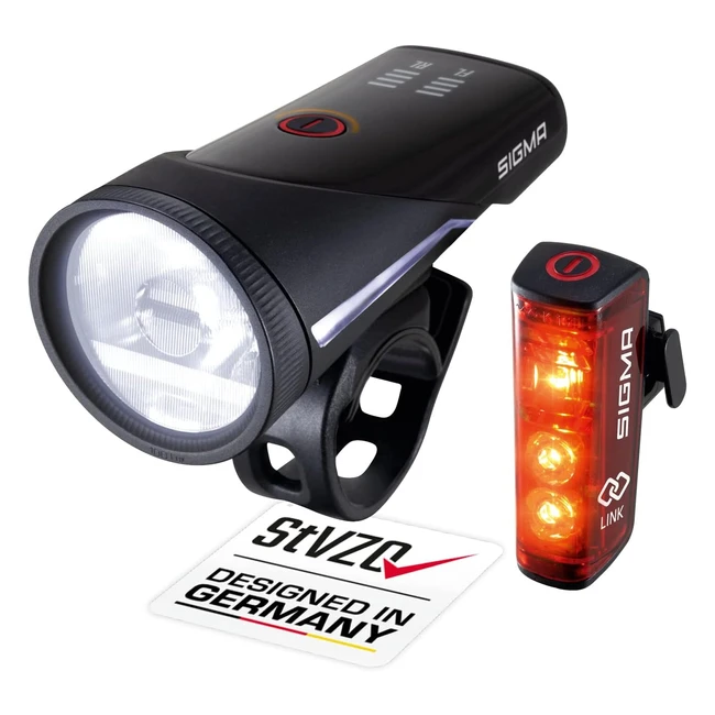 Sigma Sport Set Illuminazione Aura 100Lux USBBlaze Link Nero - Alta Intensità, Design Creativo