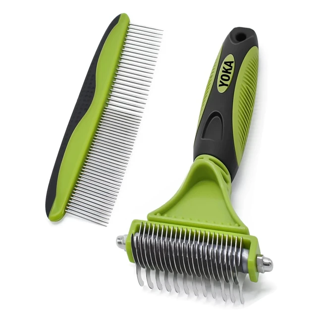 Dog Knot Remover Rake Dematting Comb for Long Hair Pets - Dual Sided 12/23 Teeth, Removes Loose Undercoat Knots and Angled Hair