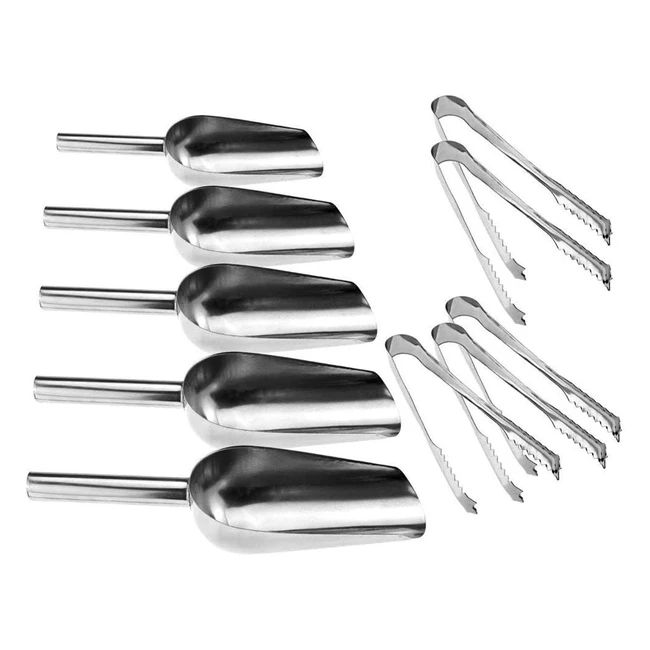 10pcs Stainless Steel Sweet Scoops and Tongs Set - Perfect for Weddings Kitchen