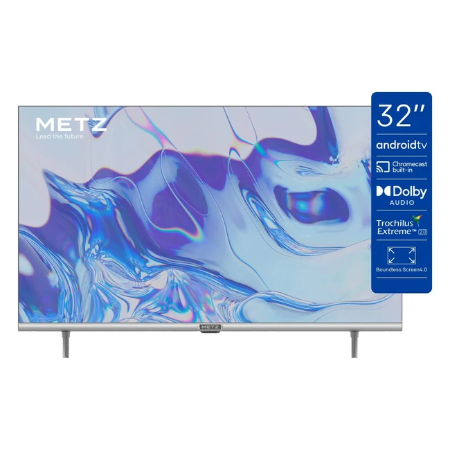 Metz Smart TV MTC6110 32'' HD LED 2022 con WiFi, Android 9.0, HDMI ARC, USB, Slot CI, Dolby Digital, DVB-C/T2/S2 - Nero