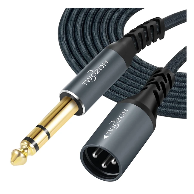 Cable de audio Twozoh 3m Jack 6.35mm a XLR macho 3 pines trenzado para guitarra profesional y HiFi
