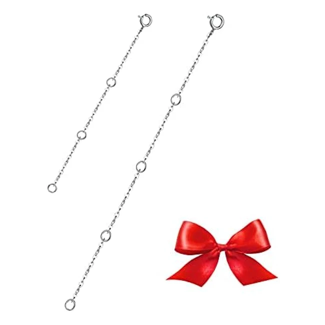 Ginomay Sterling Silver Necklace Extenders - Set of 2 - Adjustable Chain - Durable and Delicate