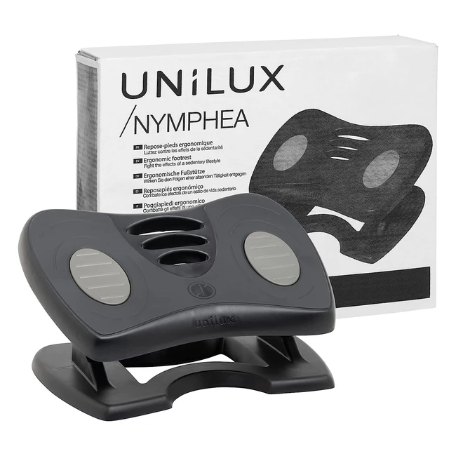 Unilux Nymphea Fußstütze verstellbar rutschfest dynamisch Fußhocker für Büro und Zuhause Schwarz 42x32cm