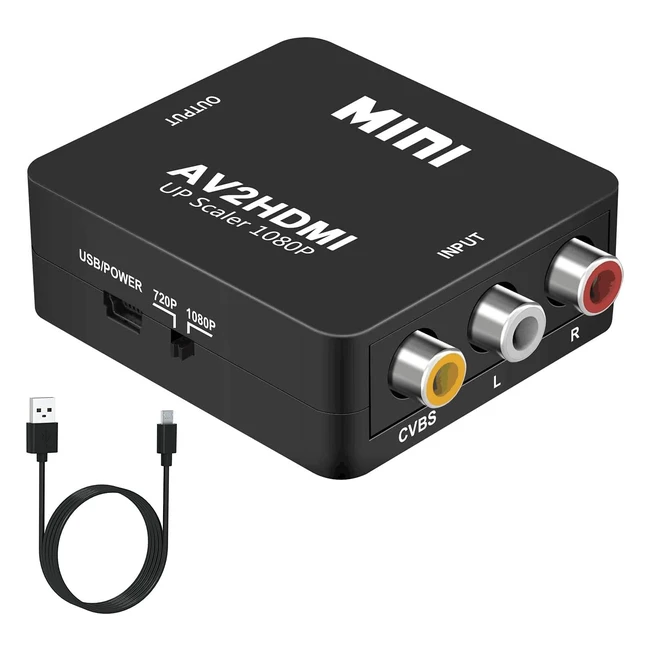 Adaptador HDMI a RCA Digitnow AV - Convierte video y audio con cable de carga USB - Compatible con PC, laptop, Xbox, PS4, PS3, TV, VCR, cámara, DVD