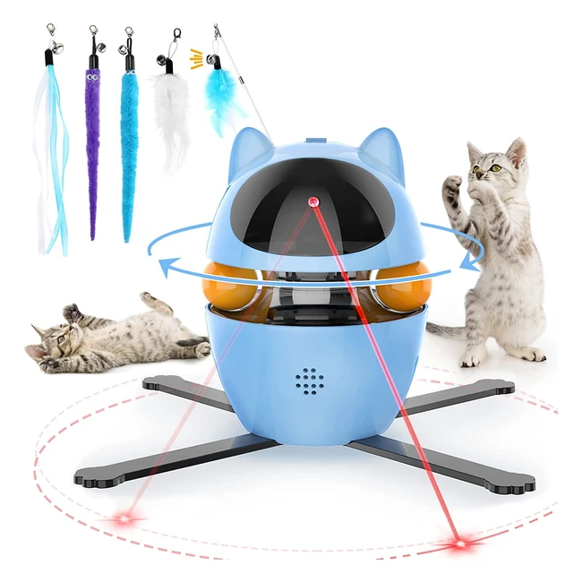 Pettom Interactive Cat Toys - 3 in 1 Automatic Toy with Rotating Feather Tracks Ball - USB Rechargeable - Best Gift for Indoor Cats