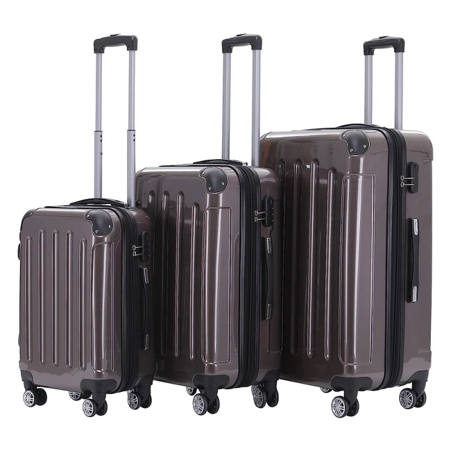 Beibye Zwillingsrollen 2048 Hartschale Trolley Koffer, Coffee Set, XL/M/L, leicht, stabil, erweiterbar