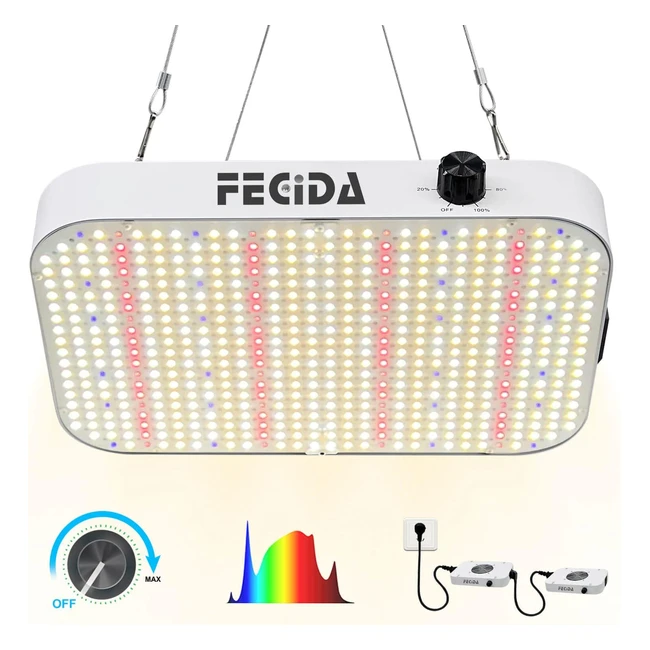 Fecida 1000W Dimmable LED Grow Light for Indoor Plants - Full Spectrum, High Yield, Quiet Fan, Daisy Chain Function