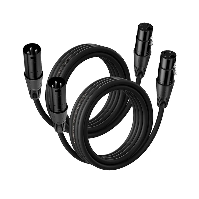 Cable XLR 6m 2-Pack, Macho a Hembra, Balanceado de 3 Pines para Micrófono, Altavoz, Amplificador - Nuosiya