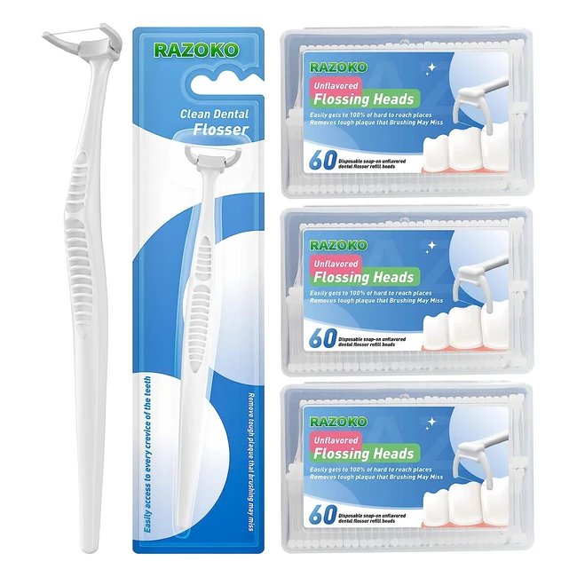 Clean Dental Flossers Kit - Extra Strength Refills - 2 Handles - Ergonomic Design