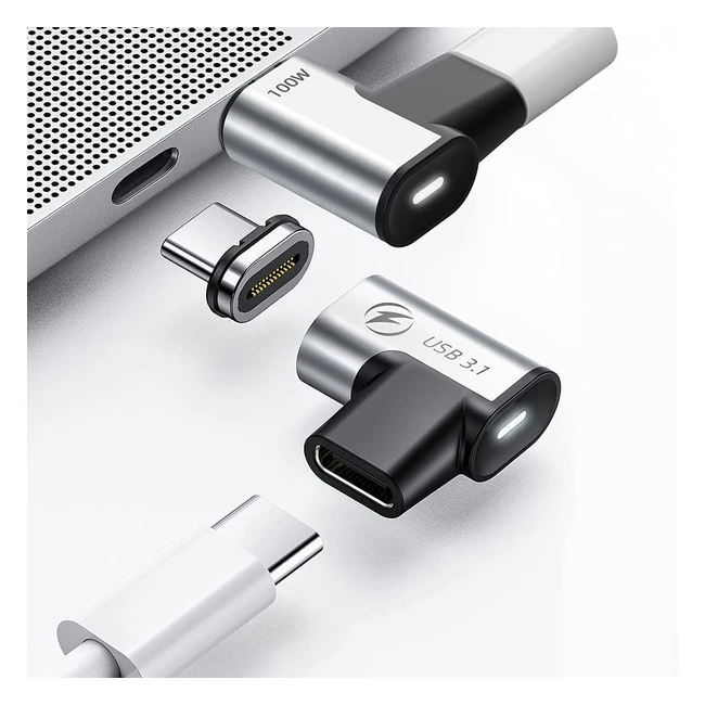 Duhesin USB C Magnetic Adapter 2 Pack - 24Pins USB31 10Gbps Data Transfer, 4K 60Hz Video, PD 100W Charge - Compatible with MacBook Pro/Air, Samsung Galaxy, Dell XPS, Lenovo ThinkPad