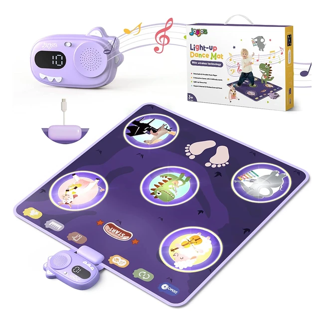 Joyjoz Dance Mat - Detachable Wireless Music Player, Animal Light-Up Pad for Kids - Perfect Birthday & Xmas Gift