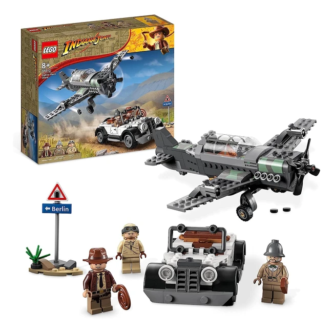LEGO Indiana Jones Flucht vor dem Jagdflugzeug - Actionset mit baubarem Flugzeugmodell und Oldtimerspielzeugauto - Letzter Kreuzzug
