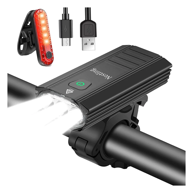 Luci bicicletta LED ricaricabili USB - Nestling 3000 lumens, 6 modalità, resistente all'acqua