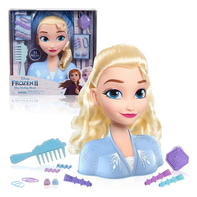 Cabeza de Elsa de Frozen 2 con 17 accesorios para peinar y decorar el cabello - 
