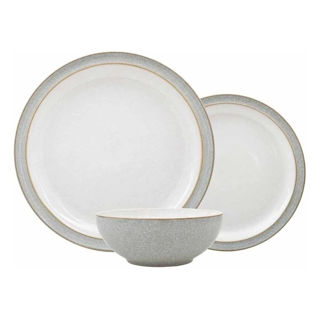 Denby Elements 12-Piece Dinner Set - High Quality Stoneware, Grey