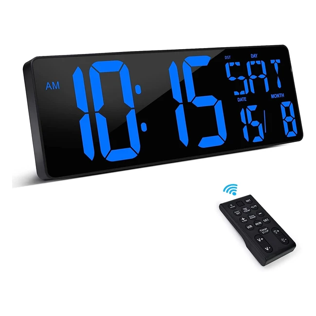 Orologio da parete digitale XREXS con telecomando e 165 LED - Luminosità regolabile, timer multifunzione e temperatura blu