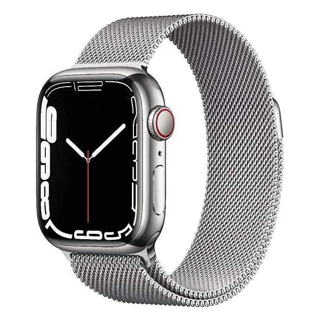 Apple Watch Series 7 GPS + Cellular 41mm Smartwatch, Edelstahlgehäuse Silber, Milanaise Armband Silber, Fitnesstracker, Blutsauerstoff und EKG-Apps, Always-On Retina Display, Wasserschutz