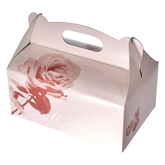 Lot de 20 boîtes pâtissières en carton avec poignée rose Papstar 18851 - 20x13x9cm