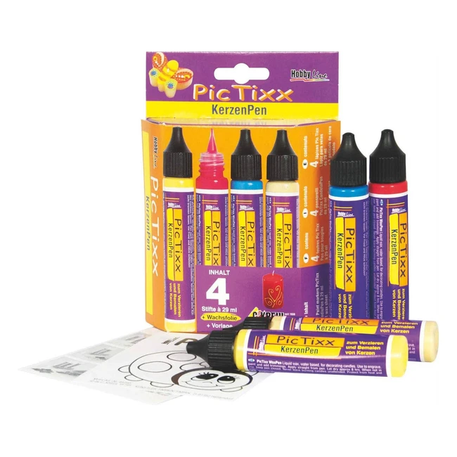 Set de 4 crayons pour bougie Kreul Pic Tixx 29ml - peinture à base de cire liquide pour écrire, décorer et colorier des bougies