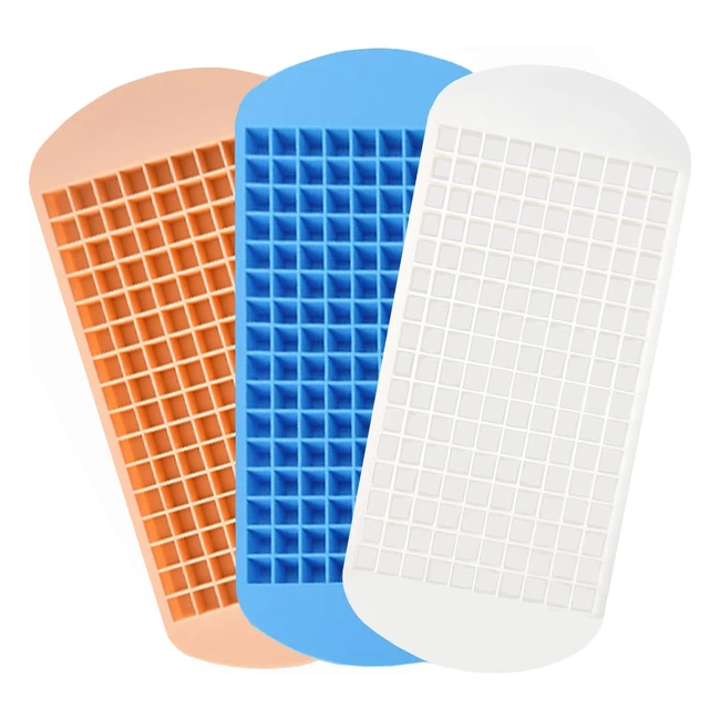 Bac à glaçons en silicone Topaufell - 3 pièces, 160 mini-grilles, pour eau, whisky, cocktails, bar, maison, cuisine - bleu clair, orange, blanc