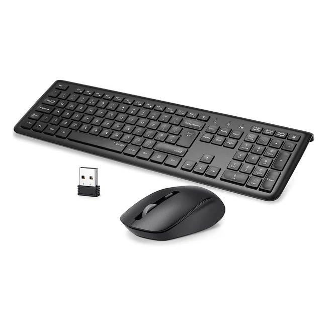 Topmate Ultra Silent Wireless Keyboard and Mouse Set UK Layout - 24G Super Quiet Slim Keyboard Mice Combo with Calculator Shortcut and Noiseless Keyboard for PC Laptop Windows Mac