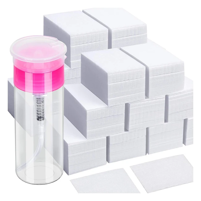 900pcs Lint Free Nail Wipes with Gel Polish Remover Pump Dispenser - Fandamei