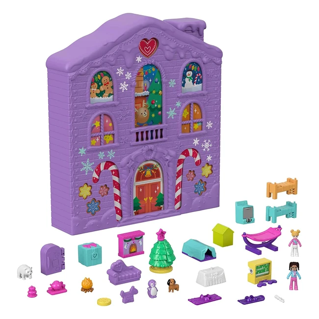 Calendario dell'Avvento Polly Pocket con casa invernale - 25 sorprese e 8 stanze