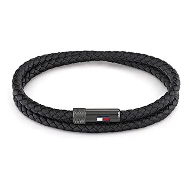 Pulsera Tommy Hilfiger de piel negra para hombre 2790262S - ¡Completa tu look con estilo!