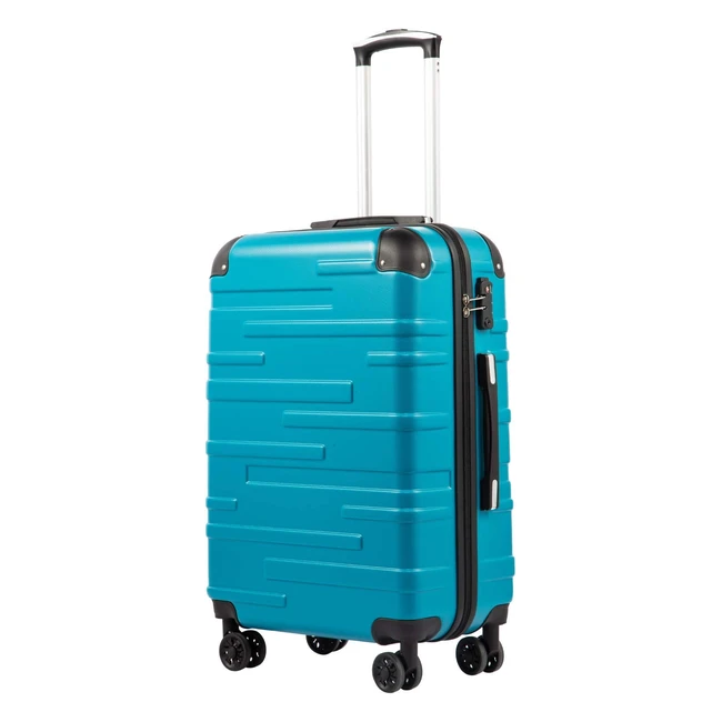 Coolife Hartschalenkoffer Rollkoffer Reisekoffer - Erweiterbarer Gepäckkoffer aus ABS-Material mit TSA-Schloss und 4 Rollen - Türkisblau