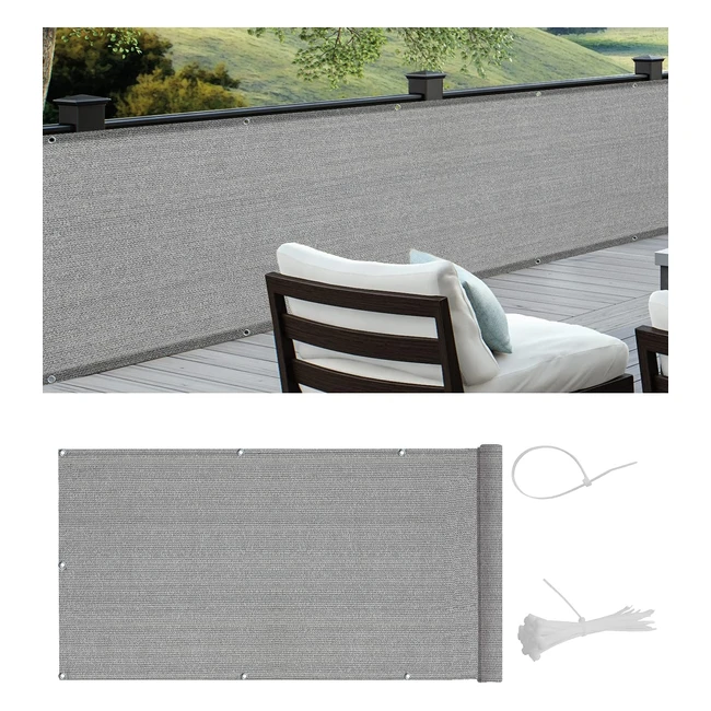Brise-vue Cool Area HDPE pour balcon - Protection UV - 90x400cm - GrisBrun