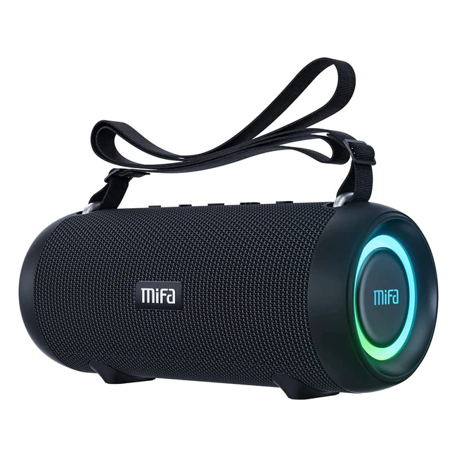 MIFA A90 Bluetooth-Lautsprecher 60W, kabellos, wasserdicht IPX7, RGB-LED-Licht, 30 Stunden Akkulaufzeit, USB/Micro-SD-Karte/Aux-In-Wiedergabe, True Wireless Stereo mit Schutzhülle & Tragegurt