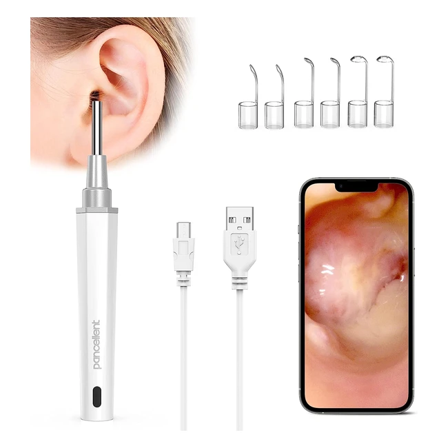 Kit otoscopio ad alta definizione per la pulizia delle orecchie con 6 luci LED - Compatibile con iPhone/iPad/Android