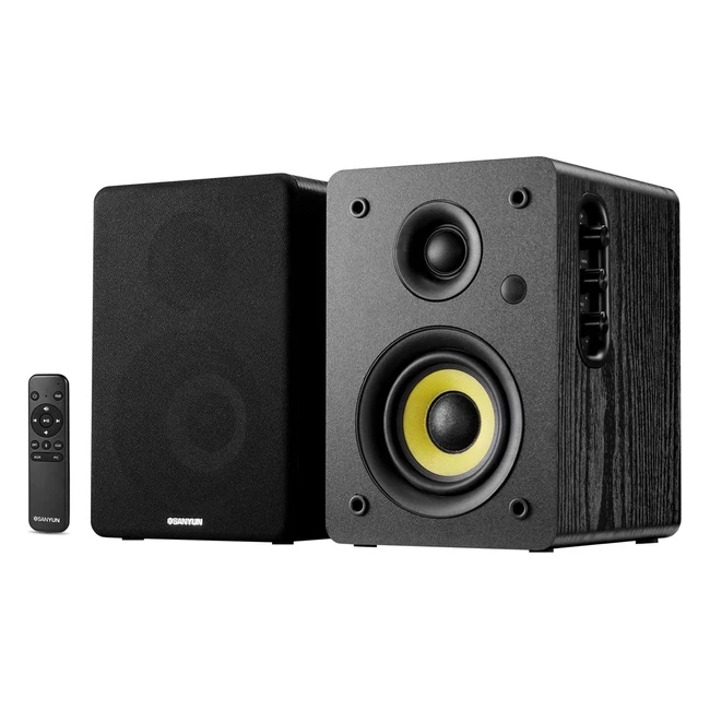 Sanyun SW206 80W Active Bookshelf Speakers - Studio Monitor and HiFi Mode with Optical, Coaxial, TRS, AUX, Bluetooth 5.0, USB and 24-bit DAC for Home Music System, Turntable, TV, PC, Desktop - Black