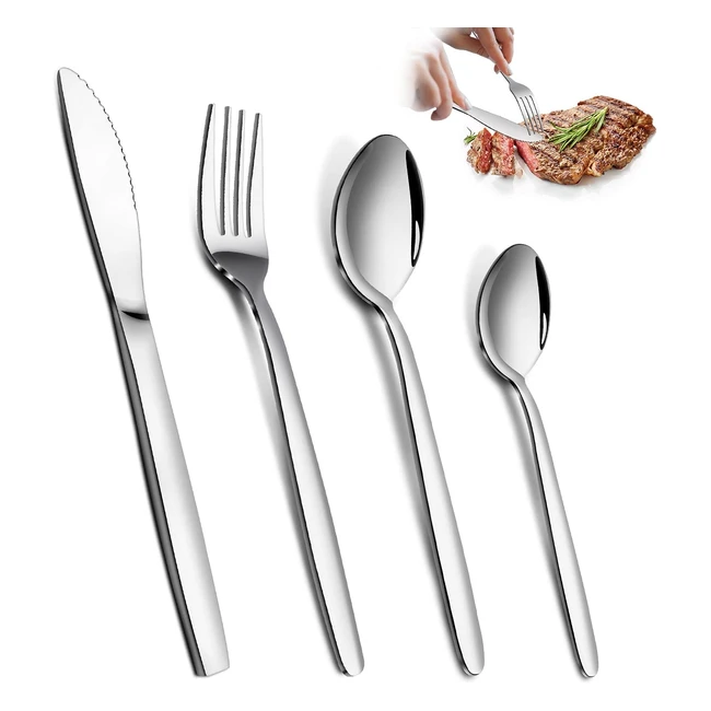 Bestdin 16-Piece Cutlery Set for 4 People - Stainless Steel Silverware Set for Home, Party, Restaurant - Dishwasher Safe