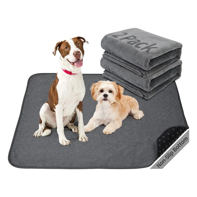 Washable Dog Pee Pads - 2 Pack XL Size - Leakproof & Non-Slip - Reusable Pet Training Pad for Housebreaking, Incontinence & Whelping - Grey